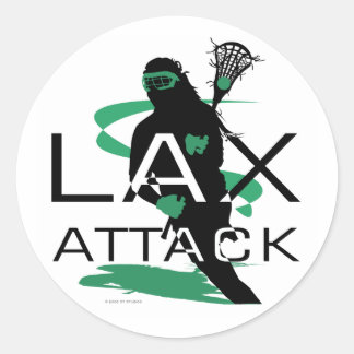 Lacrosse meisjes LAX aanval groen Ronde Sticker