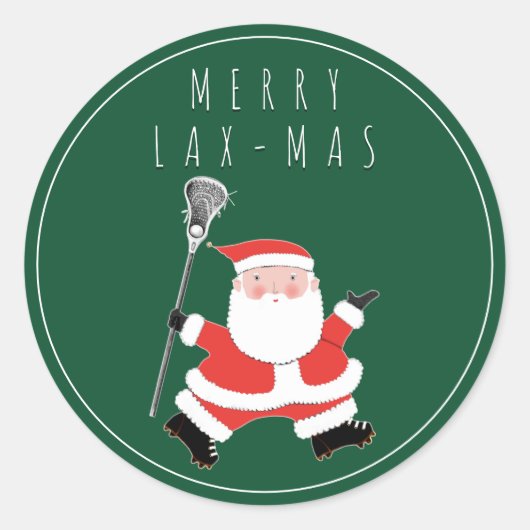 Lacrosse Merry Lax-mas Classic Round Sticker (Voorkant)