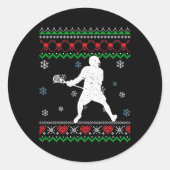 Lacrosse Pajama Ugly kerstcadeau Sport Lovers K Ronde Sticker (Voorkant)