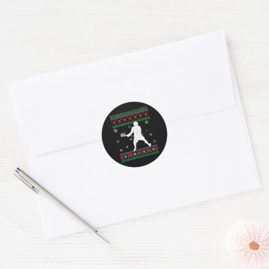 Lacrosse Pajama Ugly kerstcadeau Sport Lovers K Ronde Sticker (Envelop)