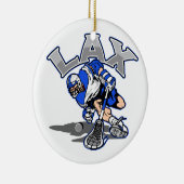 Lacrosse Player Blue Uniform Keramisch Ornament (Rechts)