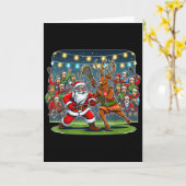 Lacrosse Player Christmas Santa Reindeer Playing L Kaart (Gele Bloem)