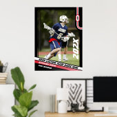 Lacrosse Player Custom Gift in Rood Poster (Thuiskantoor)