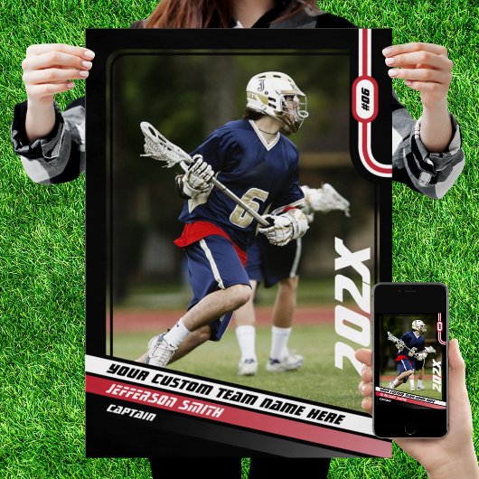 Lacrosse Player Custom Gift in Rood Poster