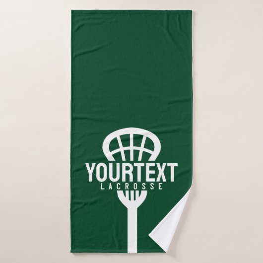Lacrosse Player CUSTOM TEXT Team Mesh Sport Stick Bad Handdoek (Badhanddoek)