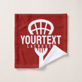 Lacrosse Player CUSTOM TEXT Team Mesh Sport Stick Bad Handdoek (Wasdoekje)