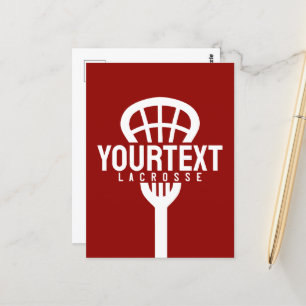 Lacrosse Player CUSTOM TEXT Team Mesh Sport Stick Briefkaart