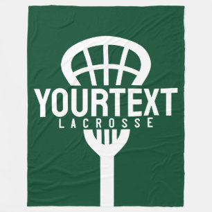 Lacrosse Player CUSTOM TEXT Team Mesh Sport Stick Fleece Deken