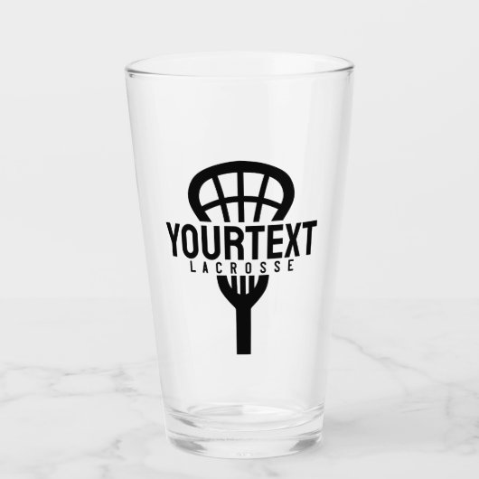 Lacrosse Player CUSTOM TEXT Team Mesh Sport Stick Glas (Voorkant)