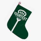 Lacrosse Player CUSTOM TEXT Team Mesh Sport Stick Grote Kerstsok (Voorkant (Hangend))
