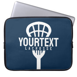 Lacrosse Player CUSTOM TEXT Team Mesh Sport Stick Laptop Sleeve