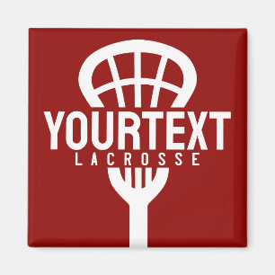 Lacrosse Player CUSTOM TEXT Team Mesh Sport Stick Magneet