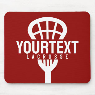 Lacrosse Player CUSTOM TEXT Team Mesh Sport Stick Muismat