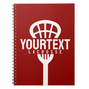 Lacrosse Player CUSTOM TEXT Team Mesh Sport Stick Notitieboek