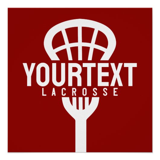 Lacrosse Player CUSTOM TEXT Team Mesh Sport Stick Perfect Poster (Voorkant)