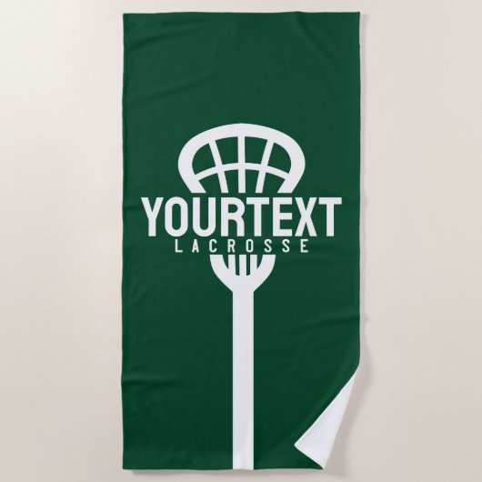 Lacrosse Player CUSTOM TEXT Team Mesh Sport Stick Strandlaken (Voorkant)