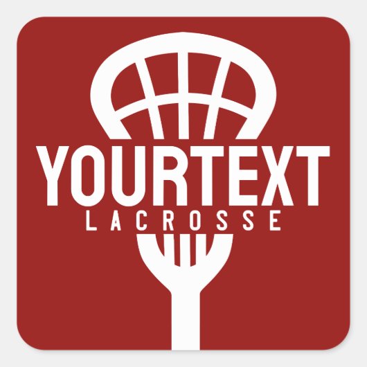 Lacrosse Player CUSTOM TEXT Team Mesh Sport Stick Vierkante Sticker (Voorkant)