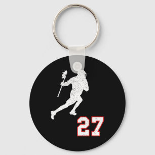 Lacrosse Player Gift Number 27 voor Lacrosse-fans Sleutelhanger