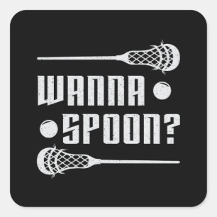Lacrosse Player Lax Wanna Spoon Stick Funny Gift Vierkante Sticker