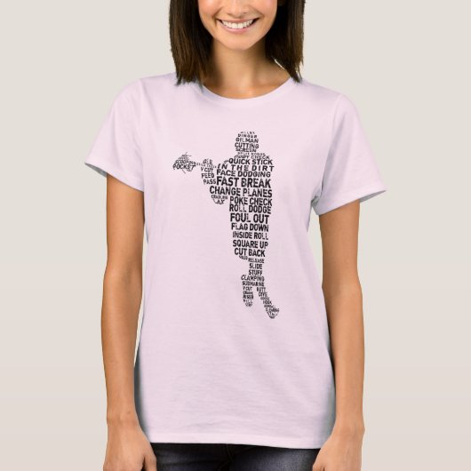 Lacrosse Player Word Art T-Shirt (Voorkant)