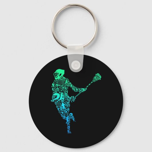 Lacrosse Player Youth Mannen Boys Kinder Sleutelhanger (Voorkant)