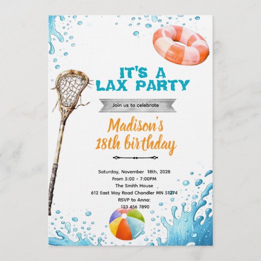 Lacrosse pool party invitation (Devant)