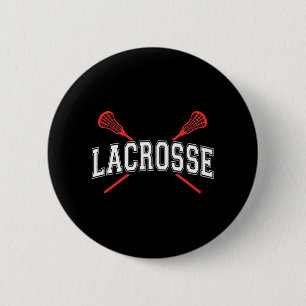 Lacrosse Red Crossed Sticks voor jongeren of volwa Ronde Button 5,7 Cm