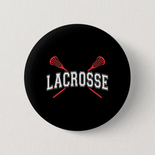 Lacrosse Red Crossed Sticks voor jongeren of volwa Ronde Button 5,7 Cm (Voorkant)