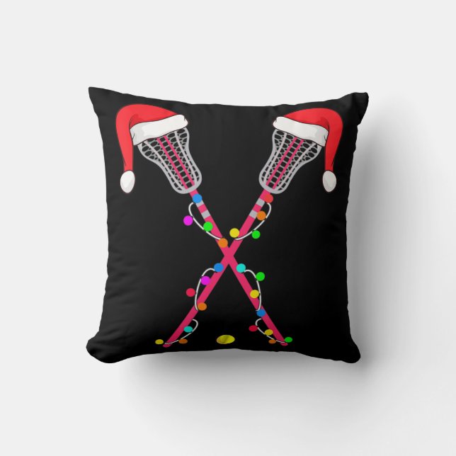 Lacrosse Santa Hat Kerstmis Vun Sport Kerstmis Kussen (Voorkant)