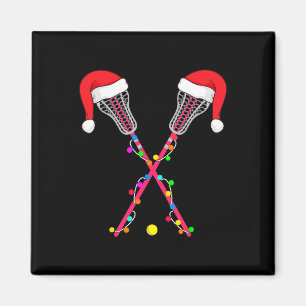 Lacrosse Santa Hat-kerstverlichting Funny Sport Xm Magneet