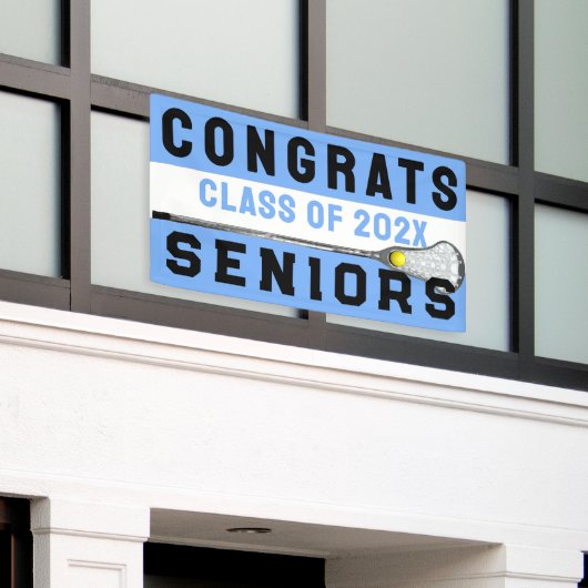 Lacrosse Senior Night Light Blue Banner (Buitenkant Gebouw)