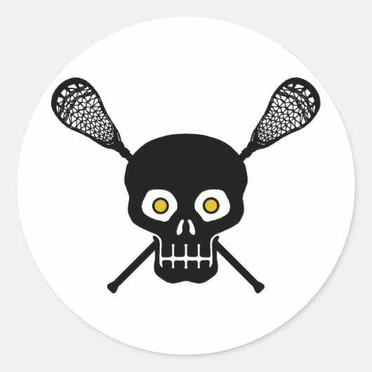 Lacrosse Skull Ronde Sticker (Voorkant)