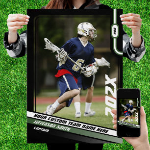 Lacrosse Speler Cadeau op Maat in Groen Poster