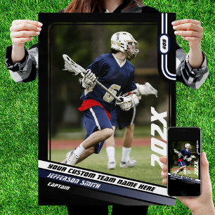 Lacrosse Speler Cadeaukaart op Maat in Blauw Poster