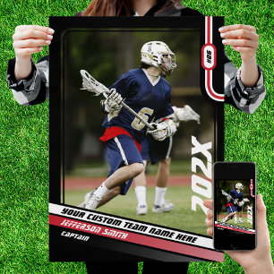 Lacrosse Speler Cadeaupakket op Maat in het Rood Poster