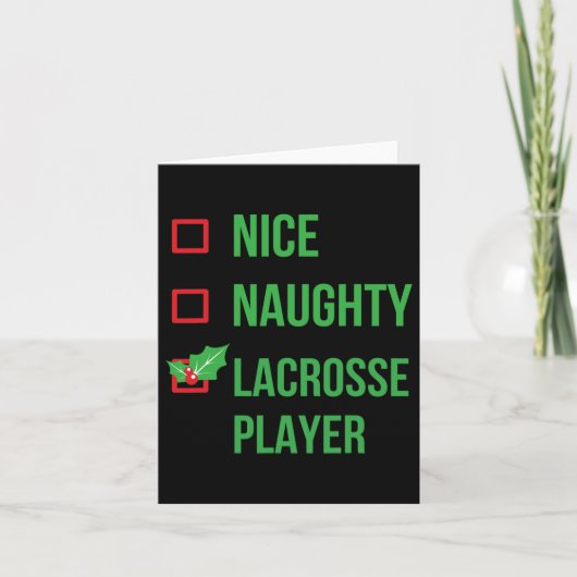 Lacrosse-speler Funny Pyjama Kerstcadeau Kaart (Voorkant)