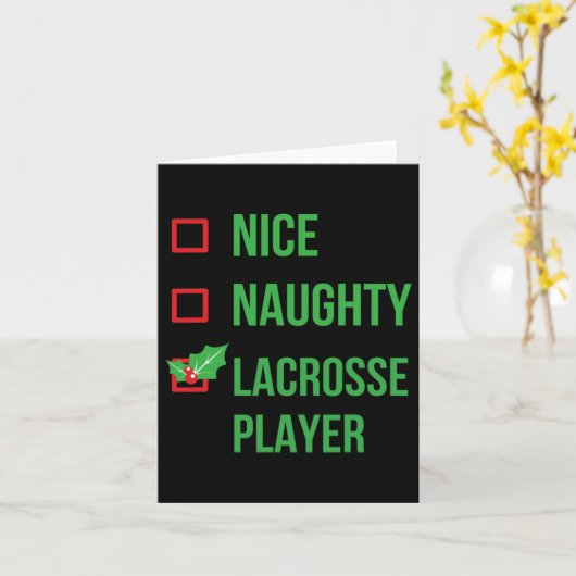 Lacrosse-speler Funny Pyjama Kerstcadeau Kaart (Gele Bloem)