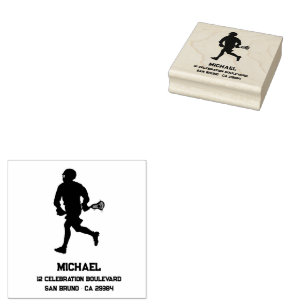 Lacrosse speler gepersonaliseerd 	rubberstempel