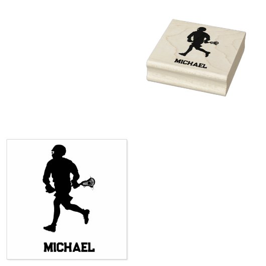 Lacrosse speler gepersonaliseerd 	rubberstempel (Gestempeld)