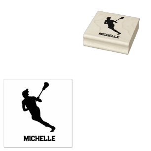 Lacrosse speler gepersonaliseerd 	rubberstempel