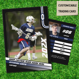 Lacrosse Speler Ruilkaart in Zwart Blauw Contactkaartje