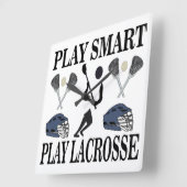 Lacrosse Speler Sport Vierkante Klok (Hoek)