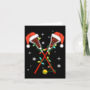 Lacrosse Speler Xmas Lights Santa Hat Lacrosse Chr Kaart