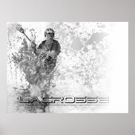 lacrosse Splatter B/W — Horizontaal Poster (Voorkant)