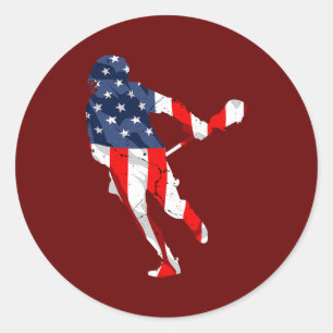 Lacrosse Sport USA Retro American Flag 4e van Ronde Sticker