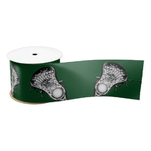 Lacrosse Sports Green Satin Ribbon Lint