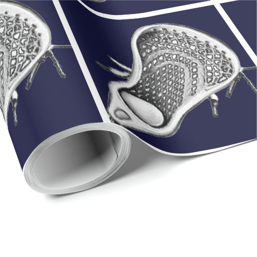 Lacrosse Sports Navy Blue Wrapping Paper Cadeaupapier (Rol Hoek)