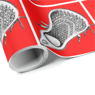 Lacrosse Sports Red Wrapping Paper Cadeaupapier