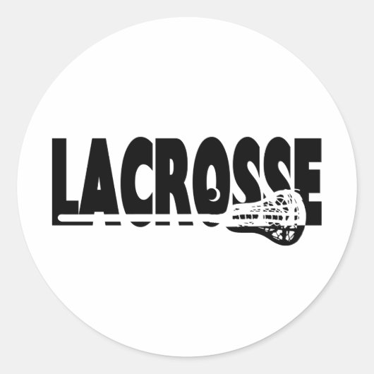 Lacrosse Stick Black en White Ronde Sticker (Voorkant)