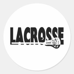 Lacrosse Stick Black en White Ronde Sticker